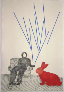 Bild 6 o.T. (mann, hase)